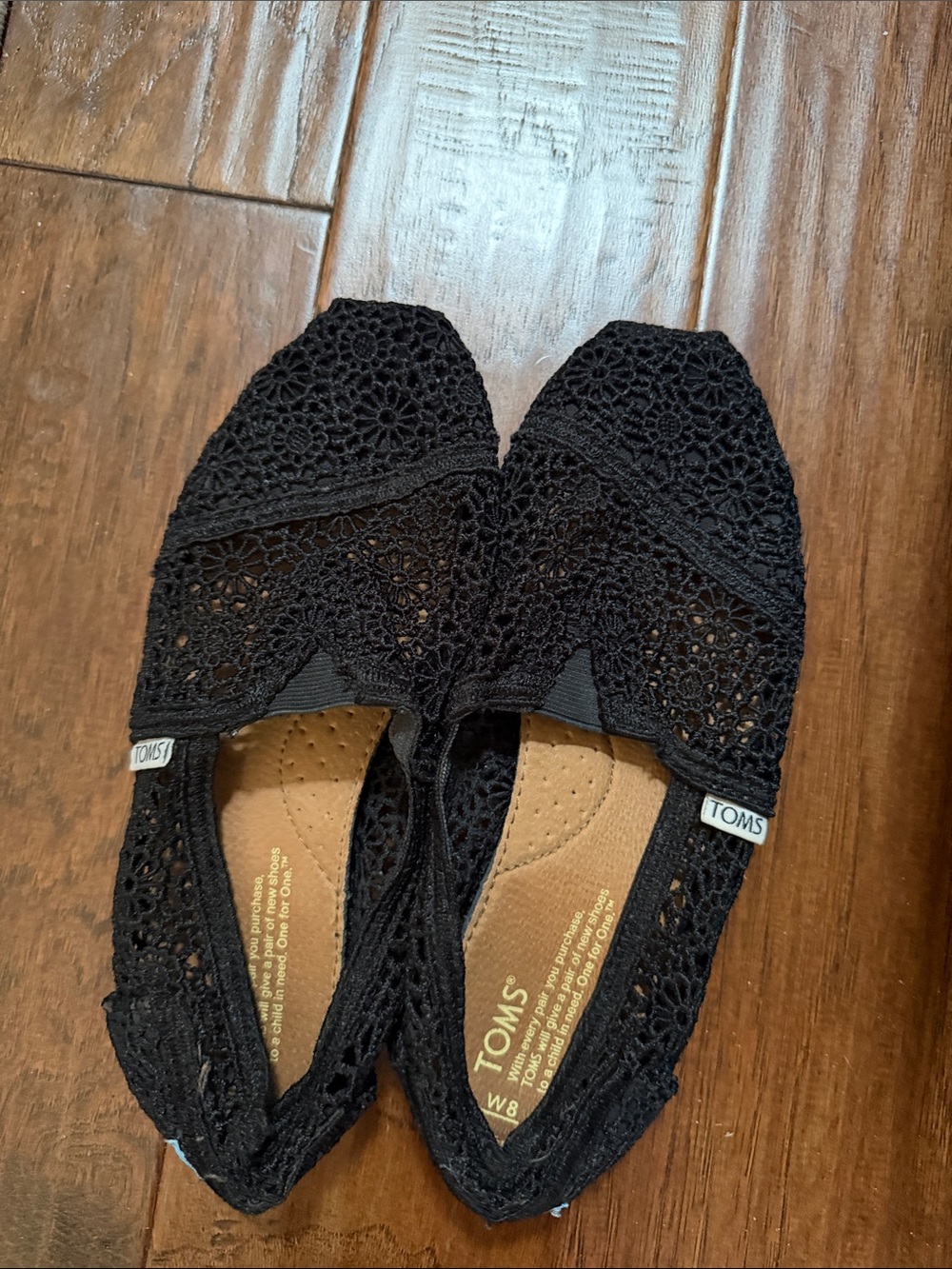 TOMS Black Crochet Alpargata Flats